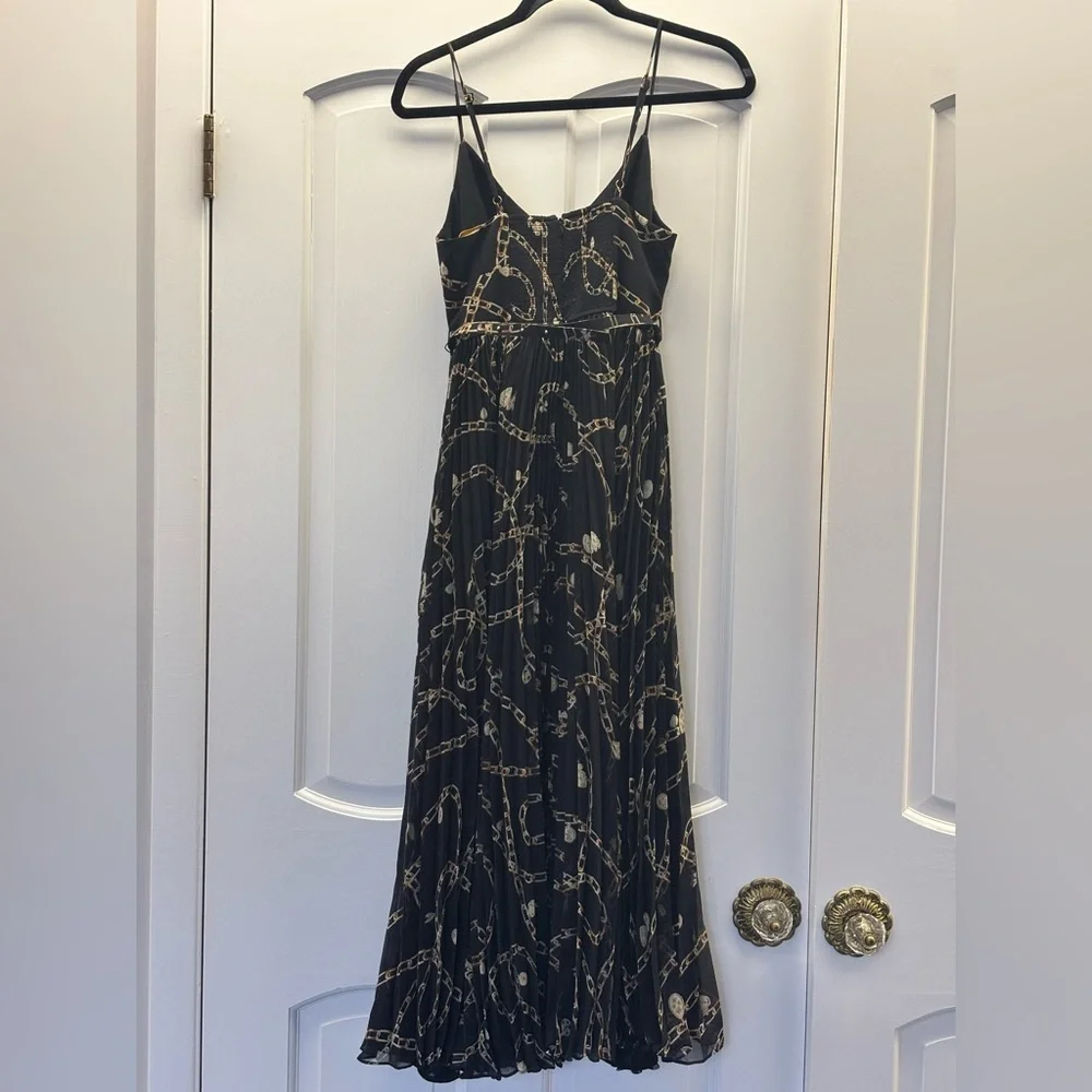 Zimmermann Sunray Pleated Picnic Midi Dress Black Chain-Print Spaghetti Strap 1 - Picture 15 of 16